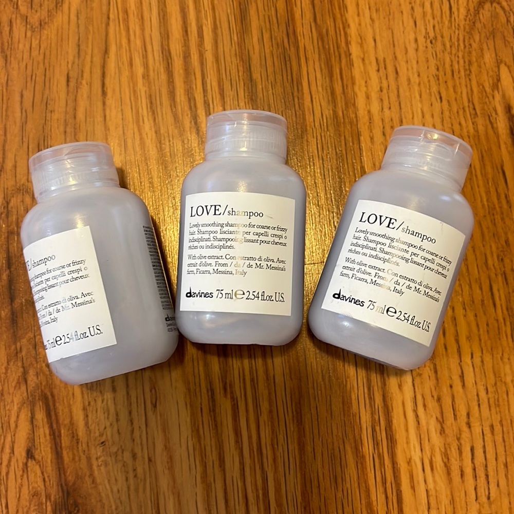 3 bottles of Love shampoo